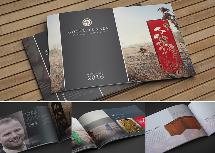 Image- und Produktbroschüre für die Götterfunken GmbH – Design aus Deutschland