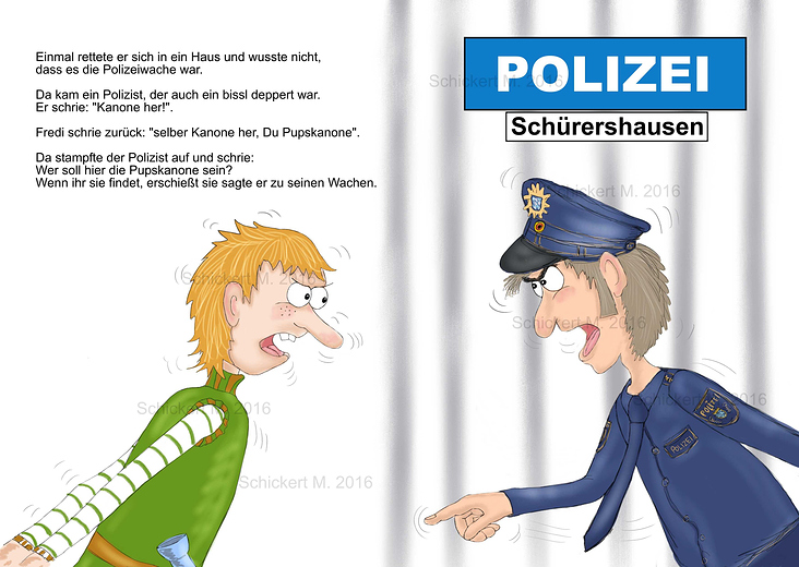 Kinderbuchillustration zum Kinderbuch: Fredi und der Polizist