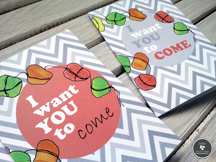 I want YOU to COME | 5er Set Einladungskarten