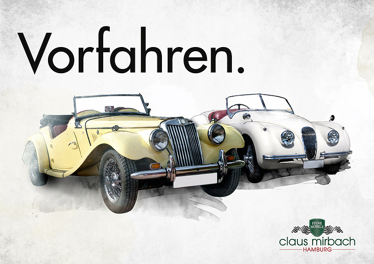 Plakat-Entwurf für Klassiker Autohaus Claus Mirbach