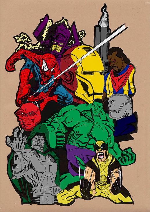 Marvel Superheroes (Poster Composition) retro colors