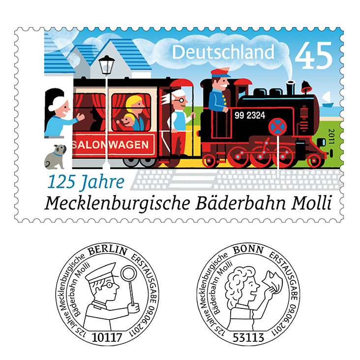 Sonderpostwertzeichen „125 Jahre  Mecklenburgische Bäderbahn Molli“, 2011