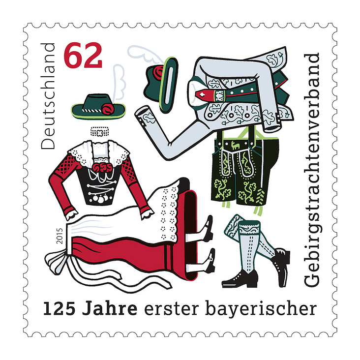Sonderpostwertzeichen „125 Jahre erster bayerischer Gebirgstrachtenverband, 2015