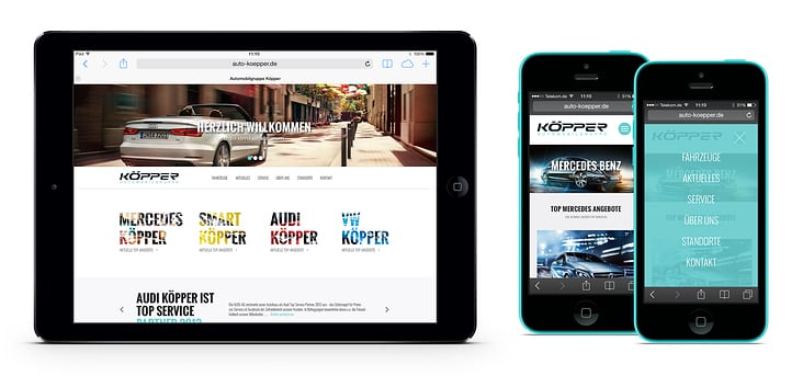 Website für die Köpper Automobilgruppe im Responsive Design