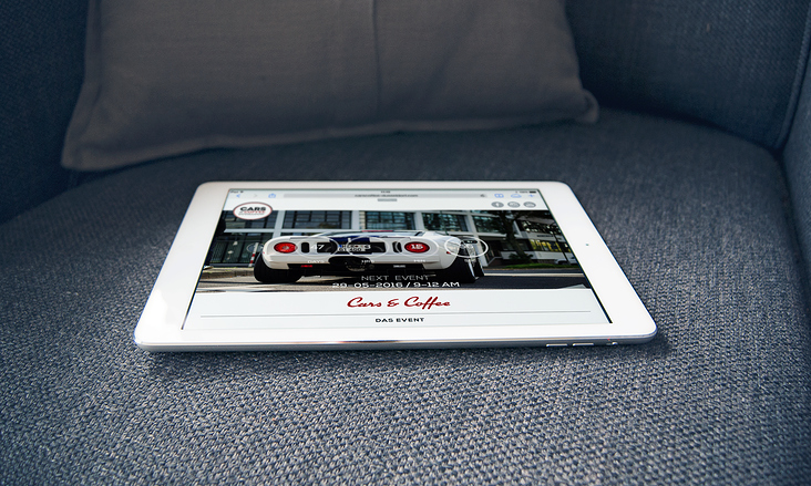 Corporate Design, Brandmanagement, Eventmanagement, Print- und Onlinemarketing für CARS & COFFEE – Beispiel: Website