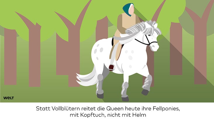 Statt Völlblütern reitet die Queen heute ihre Fellponies