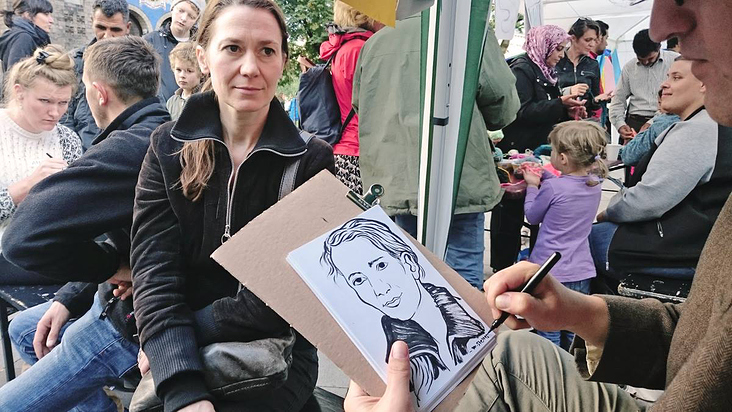 Portraitzeichnen, Refugees Welcome Fest, Karoviertel