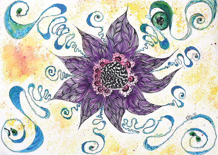 Postkarte · 7 chakren Blume ·