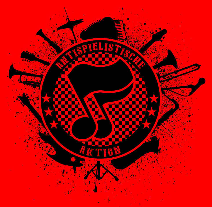 T-shirtdesign für die Rostocker Skapunkband Antispielismus („Antispielistische Aktion“)