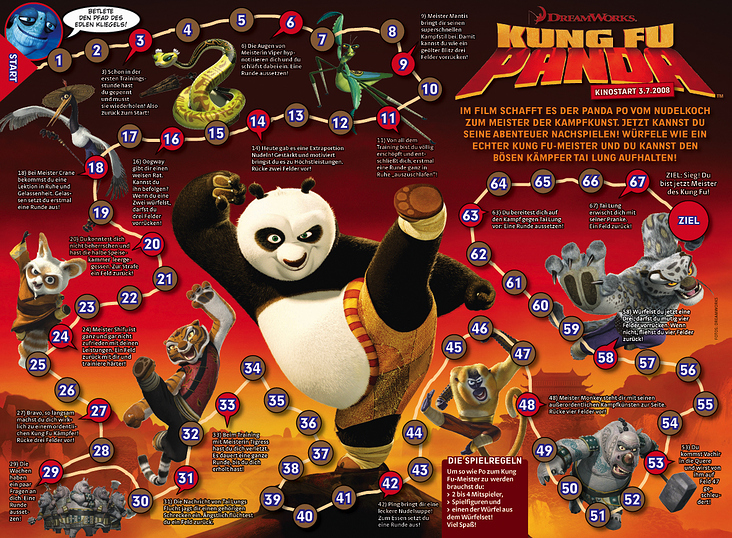 Dreamworks – Kung-Fu Panda / Doppelseitige Anzeige als Würfelspiel