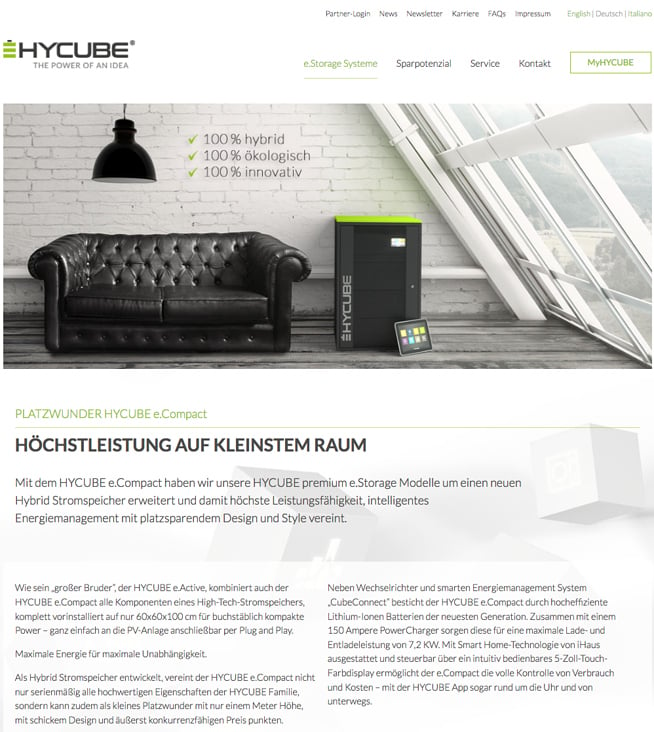 Textbeispiel HYCUBE Webtext (Relaunch 2015)