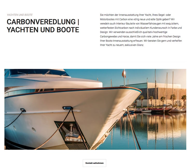 Textbeispiel Carbon Works Berlin Yachten und Boote