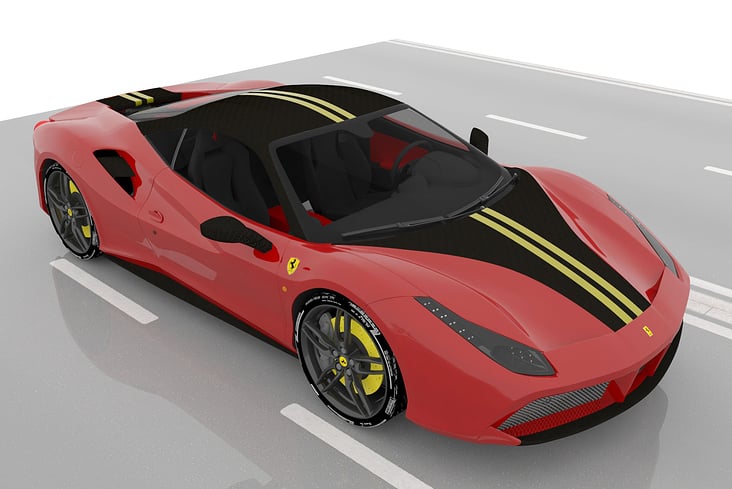 Carbon und Designaufwertung Ferrari F488 im Kundenauftrag