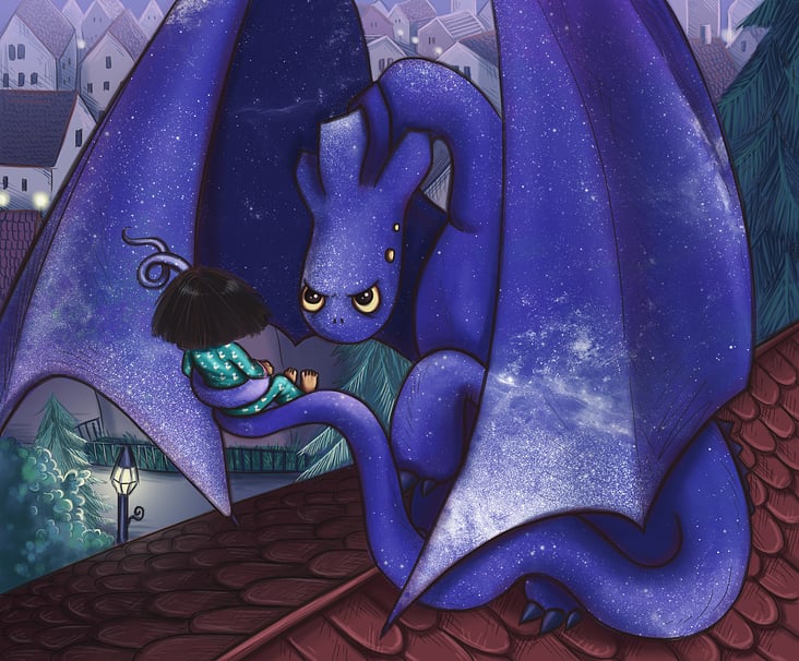 Illustration aus dem Buch „Azul – Ein Drachen-Abenteuer“