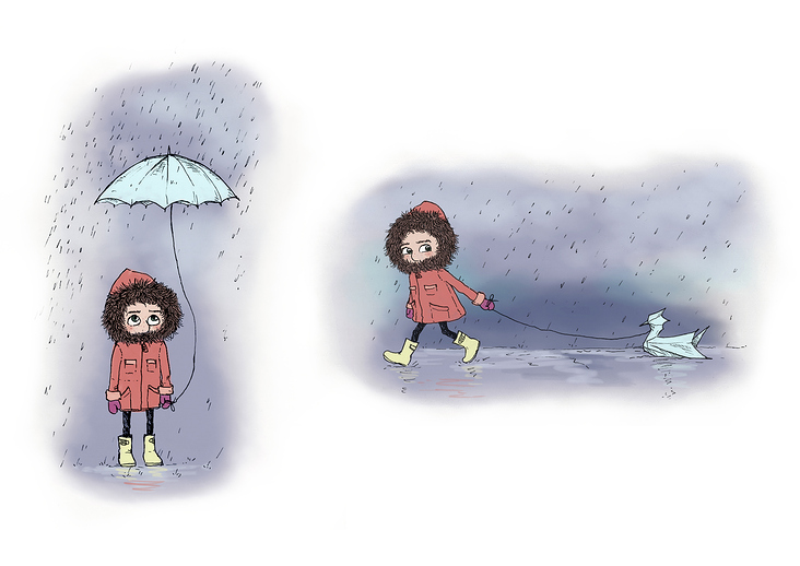 Ein Tag im Regen; Freie Illustration