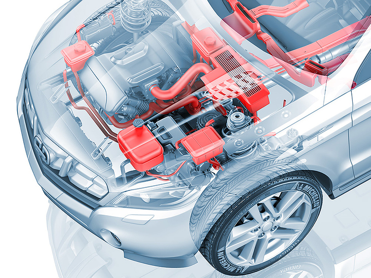 auto transparent – illustration motor bauteile