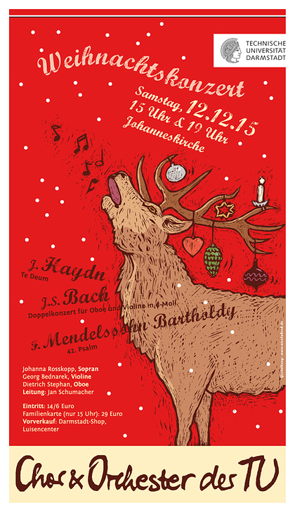 Plakat für das Weihnachtskonzert des Chores der TU Darmstadt
