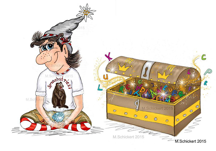 Zauberzwerg Puckerl aus dem Märchen, Kinderbuchillustration