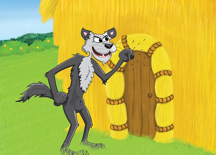 wolf knocking at a door