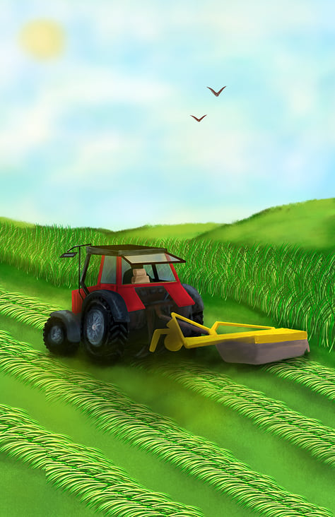 tractor in a field