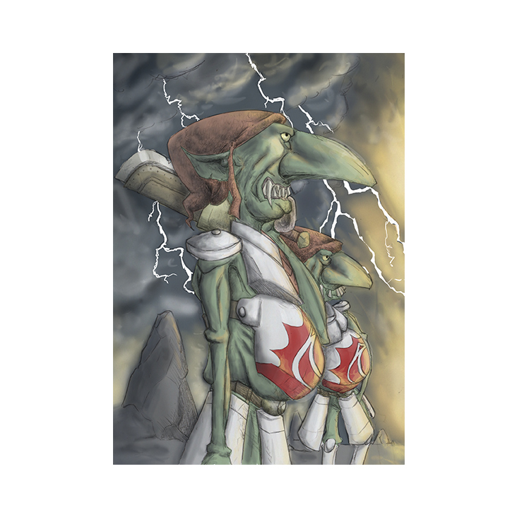 Fantasy-Illustration „Goblins vor dem Angriff“