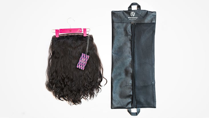 wig & tag / garment bag & tag