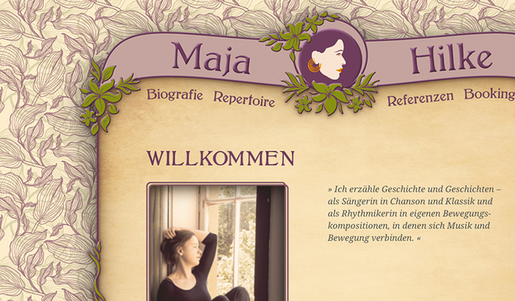 Webdesign www.majahilke.de – Screendesign und Umsetzung