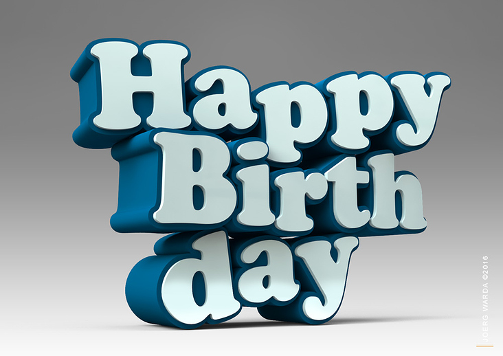 3d Schriftzug Happy Birthday Typography