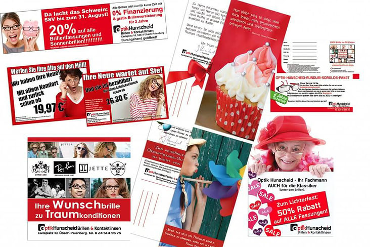 Optik Hunscheid – Logo, Geschäftspapier, Anzeigen, Kundenanschreiben, Banner, Website