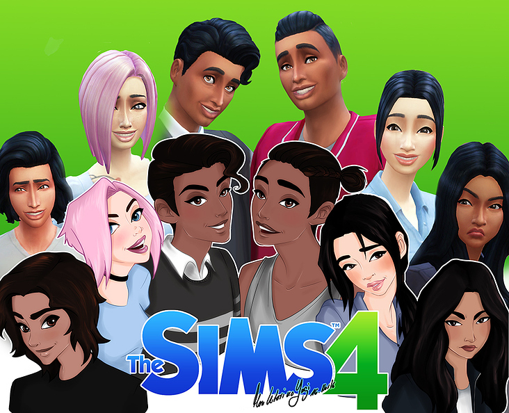 Sims 4 (Original Charaktere in Sims designt und dann gezeichnet)