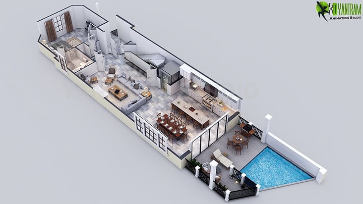 Mit smarten Effekten von 3D-Luxus-Grundriss Design Rendering Für Wohnhaus