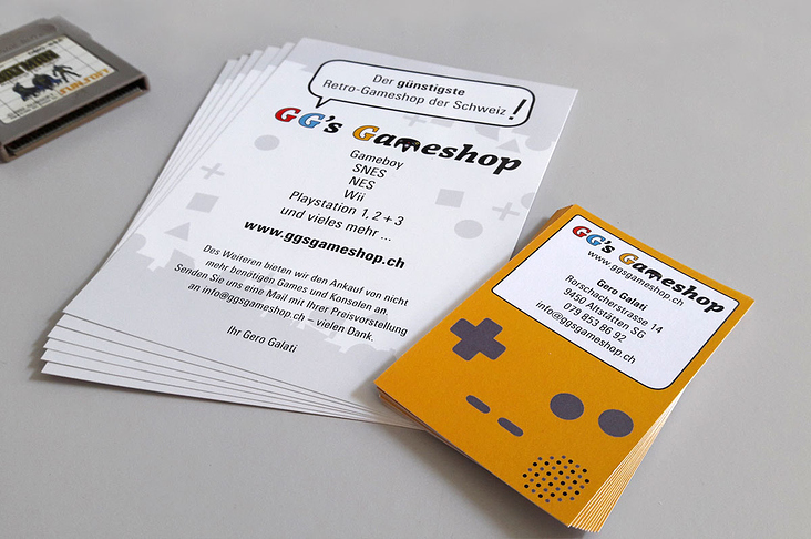 Visitenkarte und Flyer GG’s Gameshop