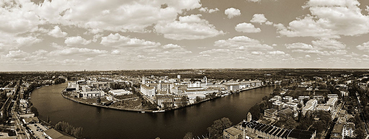 Luftbild Panorama Oberschöneweide, Elektropolis, Berlin