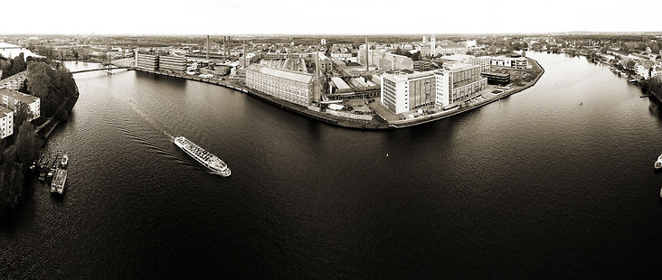 Luftbild Panorama Oberschöneweide, Elektropolis, Berlin