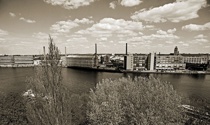 Luftbild Panorama Oberschöneweide, Elektropolis, Berlin