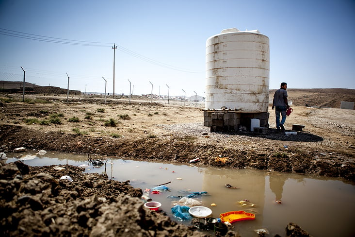 worse water situations in a refugee camp in the north iraqi mountain range