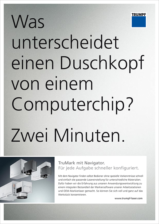 Klassische B2B Anzeige für TRUMPF Werkzeugmaschinen.