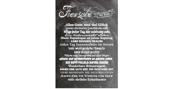 Chalkboard, Tafelbild zum Geburtstatg