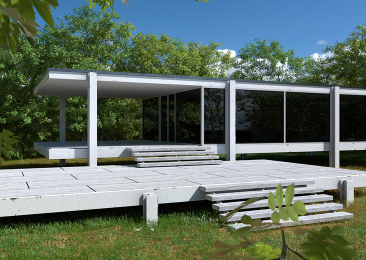 Architekturvisualisierung – Farnsworth House von Mies van der Rohe