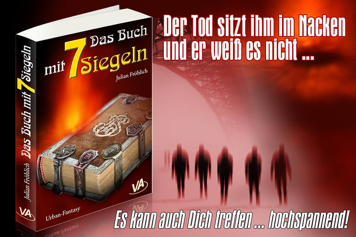 Werbung zum Buch „Das Buch mit 7 Siegeln“ (Julian Fröhlich)