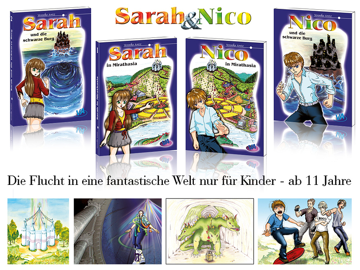 Werbung zur Buchreihe „Sarah & Nico“ (Veronika Aretz)