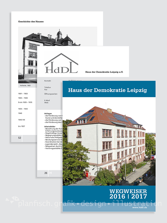 Haus der Demokratie Leipzig: Gestaltung des Wegweisers und der Chronik