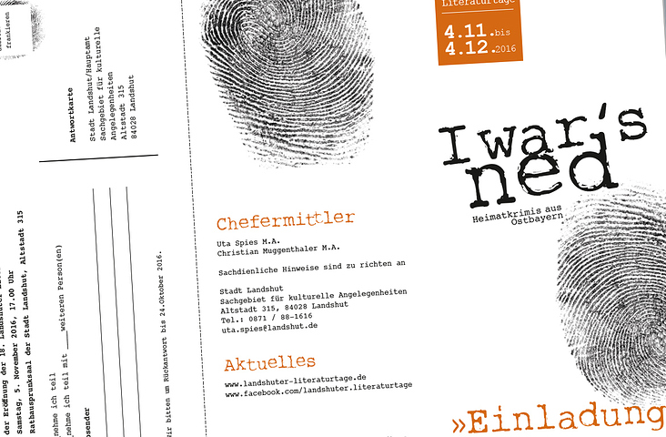Landshuter Literaturtage 2016 – Klappflyer Einladung mit Antwortpostkarte