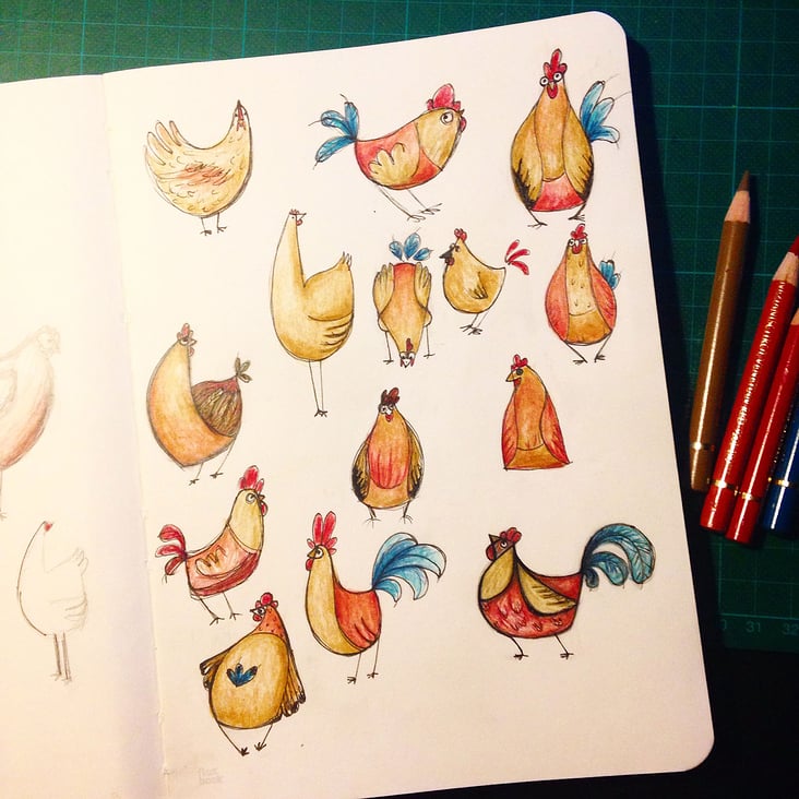 Skizzen Hühner