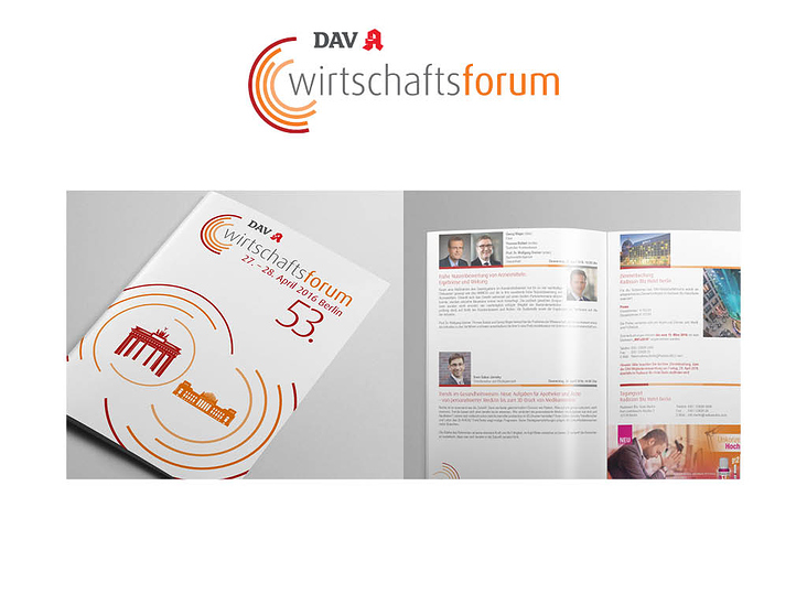 DAV Wirtschaftsforum. Eigenständige Logo-Entwicklung, Broschüren, Anzeigen, Messestände, etc.