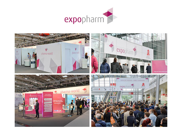 expoharm:  Entwicklung von Anzeigen, Broschüren, Messebeschilderung, Mailings, etc.