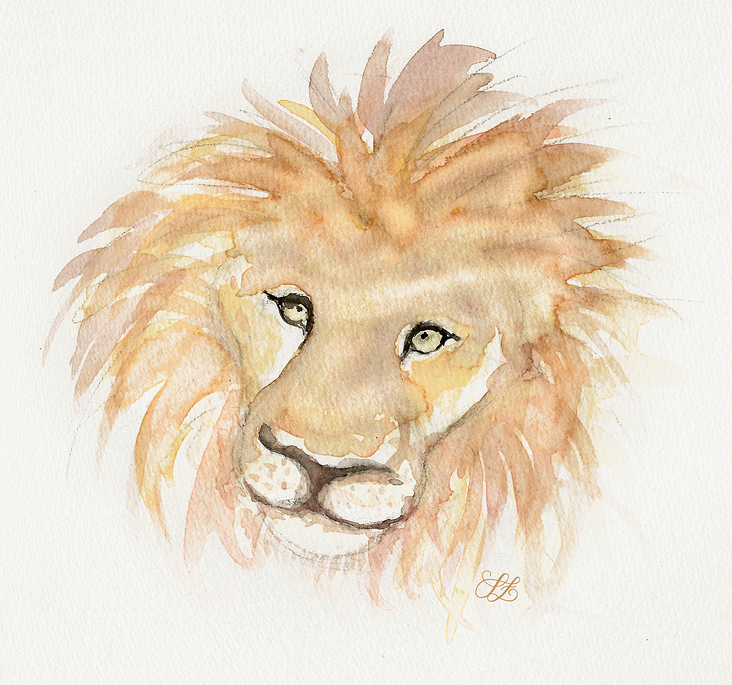 Löwe – traditionelles Aquarell