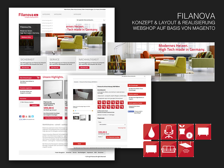 Filanova – Konzeption / Visualisierung / Realisierung – Webshop auf Basis von Magento