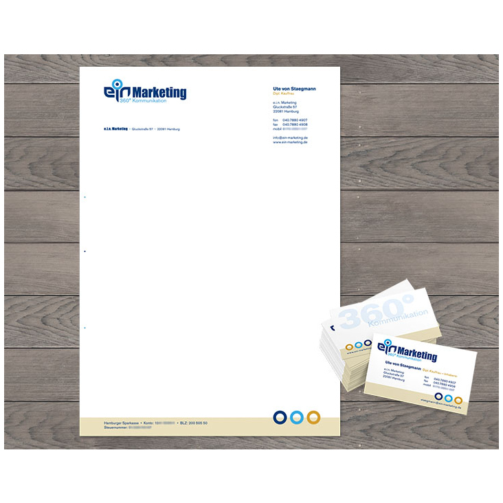 Logo, Briefpapier und Visitenkarte für eine Marketing-Agentur