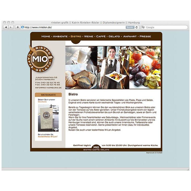 Website für ein Eiscafè und Bistro